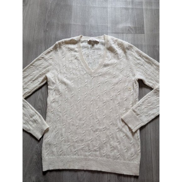 Loft Womens Cable Knit Wool Blend V-Neck Sweater M New - Picture 3 of 10